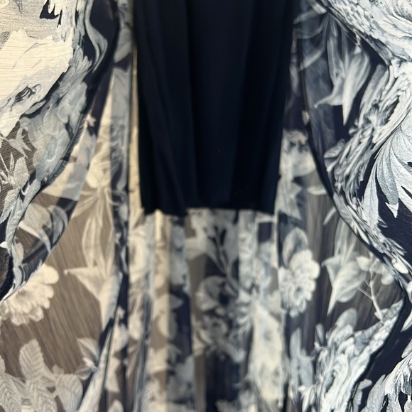 Alexa B Nites Blue Floral Sheer Long Sleeve Long Maxi Dress Size 14 NWT - Picture 4 of 7